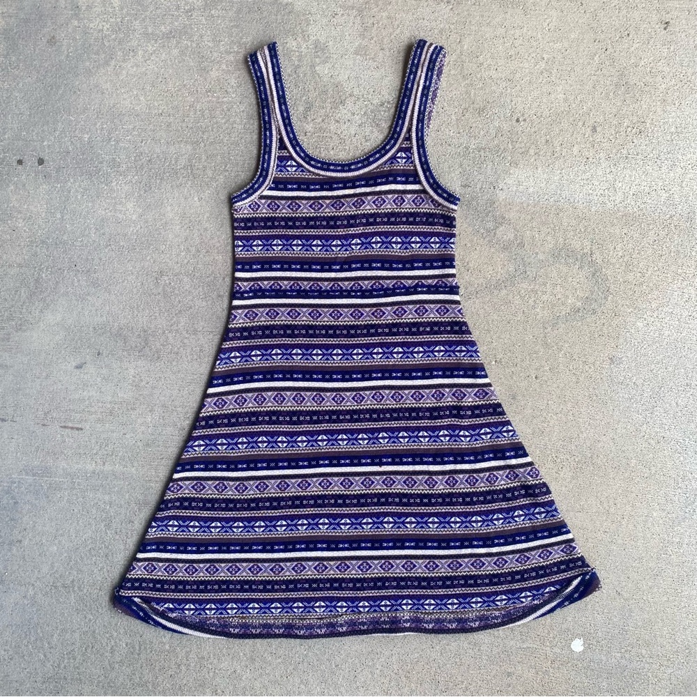Free People Wool Blend Fair Isle Striped Knit Tank Sweater Dress Size Small